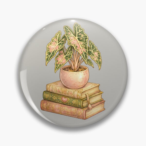 Item preview, Variegated Pink Alocasia Houseplant On Stacked Books designed and sold by scicilysimonee.