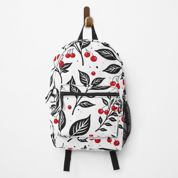 Item preview, Elegant Black Leaf & Red Cherry Botanical Seamless Pattern designed and sold by optimusprime39.