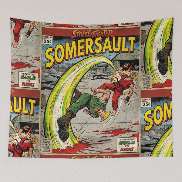 Item preview, Street Fighter Guile Somersault Vintage Comic Cover Art designed and sold by Back2Collage.