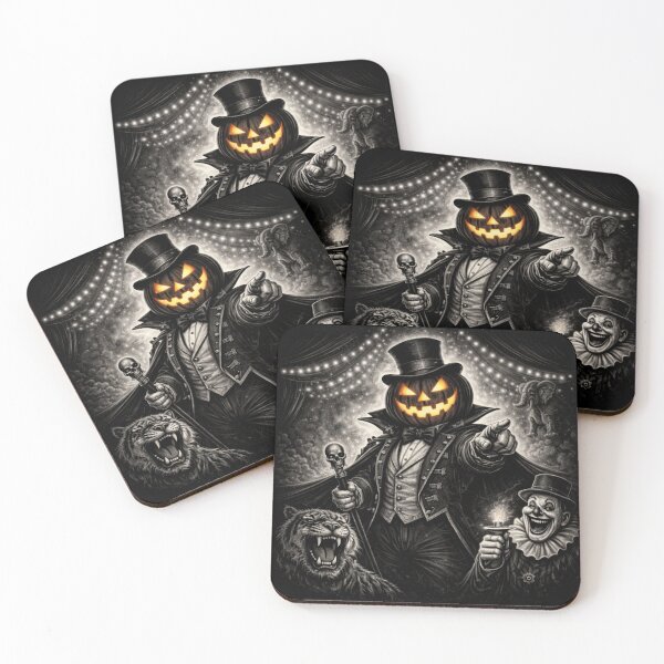 Item preview, Headless Horseman Dark Circus Ringmaster – Monochrome Halloween Carnival Art designed and sold by TheHorsemanRidesAgain.