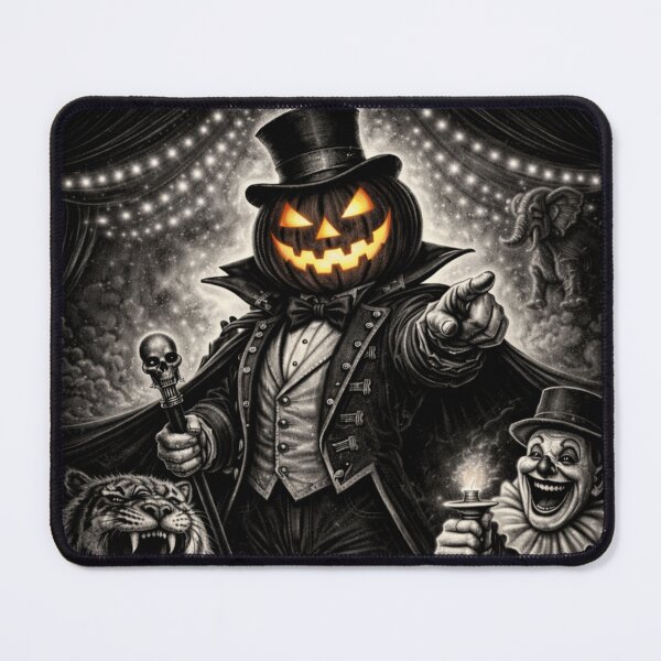 Item preview, Headless Horseman Dark Circus Ringmaster – Monochrome Halloween Carnival Art designed and sold by TheHorsemanRidesAgain.