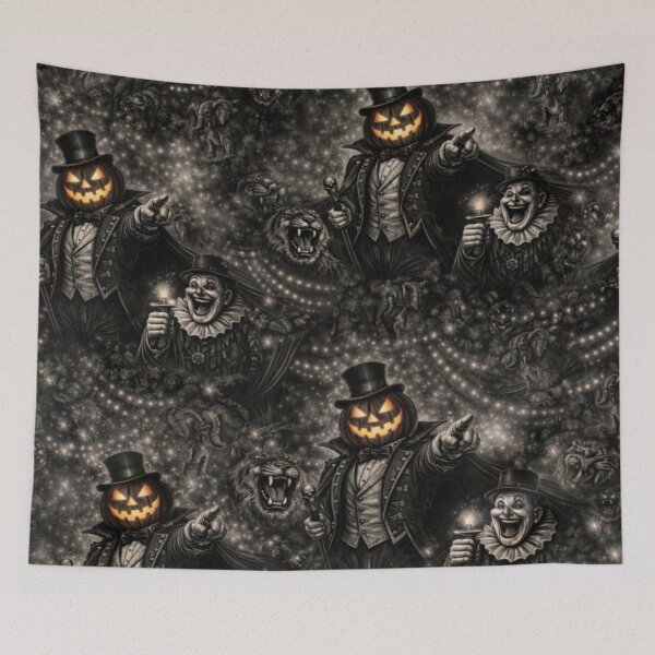 Item preview, Headless Horseman Dark Circus Ringmaster – Monochrome Halloween Carnival Art designed and sold by TheHorsemanRidesAgain.