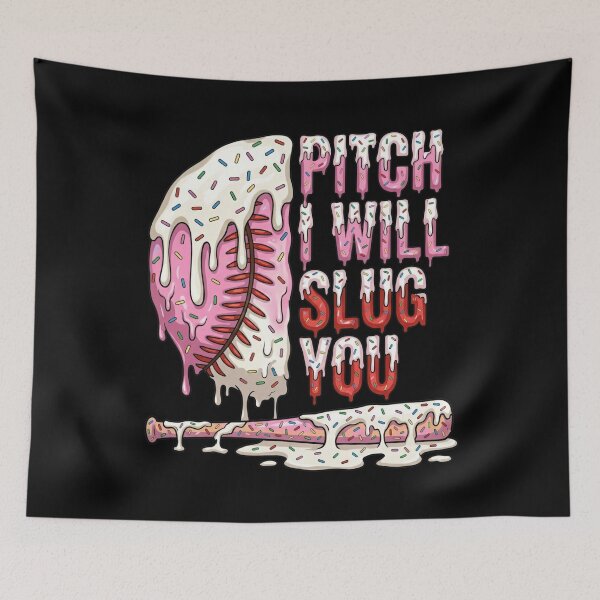 Item preview, Pitch I Will Slug You Baseball Tee designed and sold by KIROSALS.