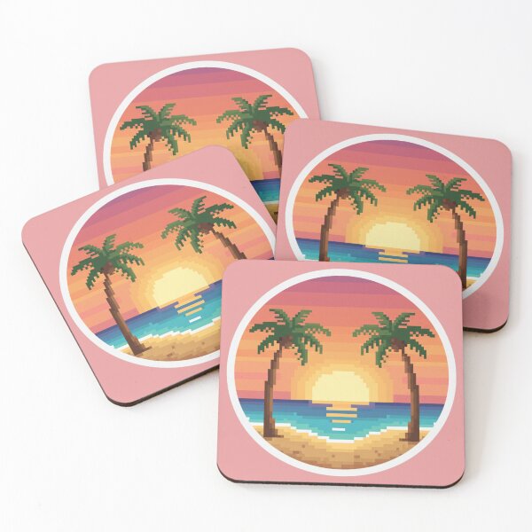 Item preview, Summer Beach Holiday Pixelated Retro 8-bit Style designed and sold by Black Ink Visions.