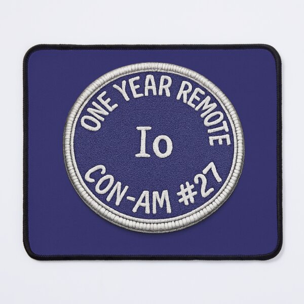 Item preview, I Survived One Year Remote — Io | CON-AM #27 Retro Space Patch designed and sold by BB Design Garage.