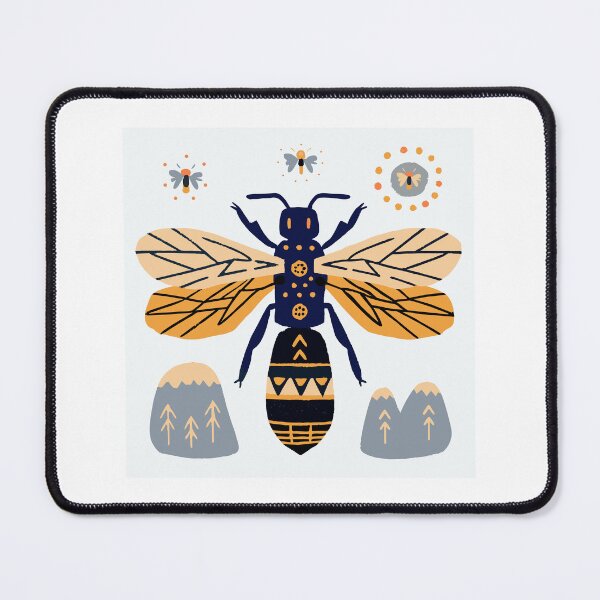 Item preview, Decorative Folk Art Honey Bee – Elegant Golden Nature Illustration designed and sold by Art Co..