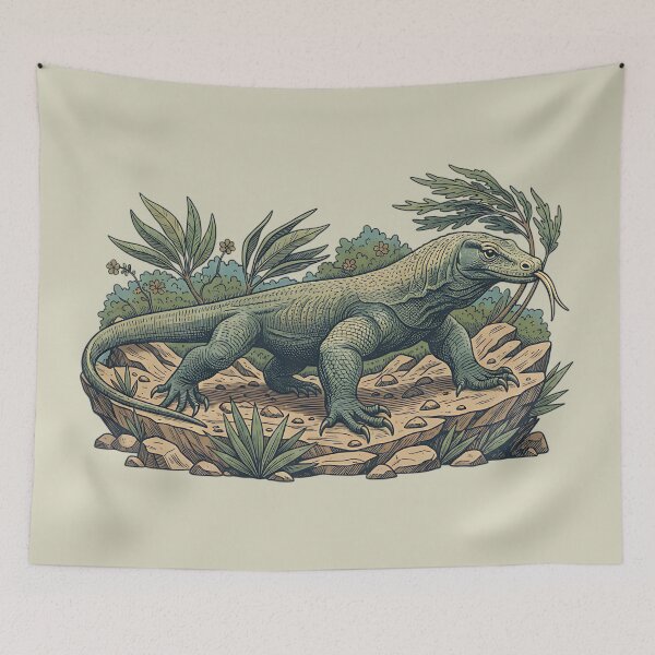 Item preview, Komodo Dragon in Island Foliage designed and sold by BirdsnStuff.