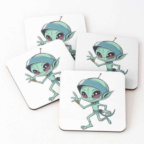 Item preview, cute green alien character running designed and sold by Berlin-D-Prs.