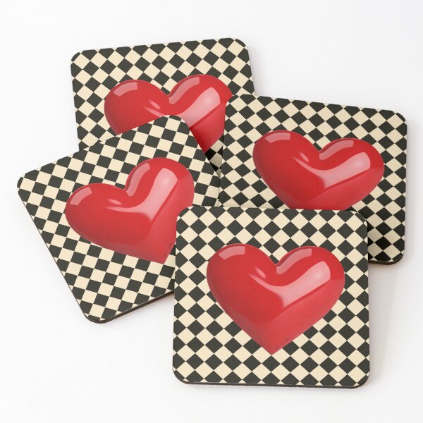 Item preview, Glossy Red Heart on Checkered Background designed and sold by ECBrothers.