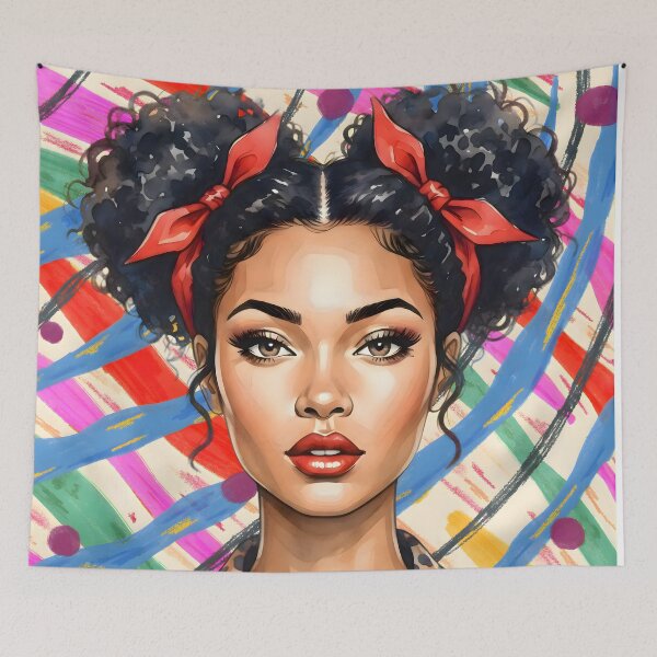 Item preview, Bold Contrast: Afro-Modern Pop Art Portrait designed and sold by VibranPalette.
