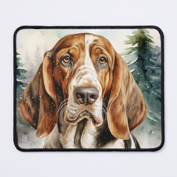 Item preview, Basset Hound Dog Christmas Woodland Forest designed and sold by SalonOfArt.