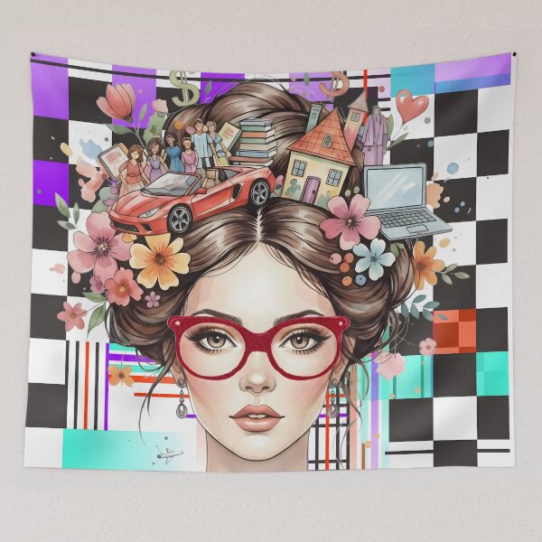 Item preview, Metropolis Mind: A Surreal Geometric Portrait designed and sold by VibranPalette.