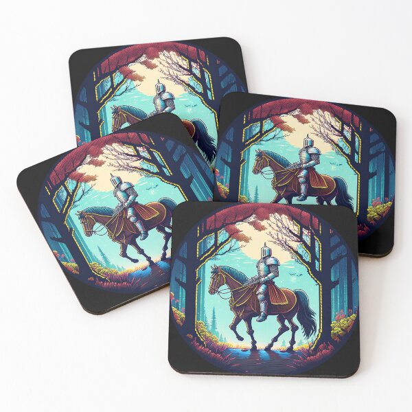 Item preview, Medieval Knight in the Forest on Horseback Retro Art designed and sold by Black Ink Visions.