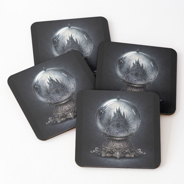 Item preview, Gothic Crystal Ball Art – Dark Fantasy Haunted Castle Illustration designed and sold by InkDropStudio20.