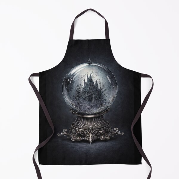 Item preview, Gothic Crystal Ball Art – Dark Fantasy Haunted Castle Illustration designed and sold by InkDropStudio20.