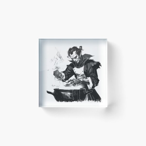 Item preview, Dark Alchemist Chef Stirring Cauldron – Gothic Fantasy Art designed and sold by inkoutninja.