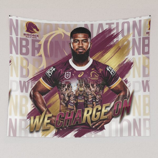Item preview, Payne Haas Brisbane Broncos 2025 Premiers Tribute Poster designed and sold by Vibes To VIsual.