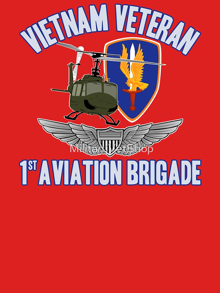 1st Avn Bde - UH-1 Huey w Pilot Wings by MilitaryVetShop