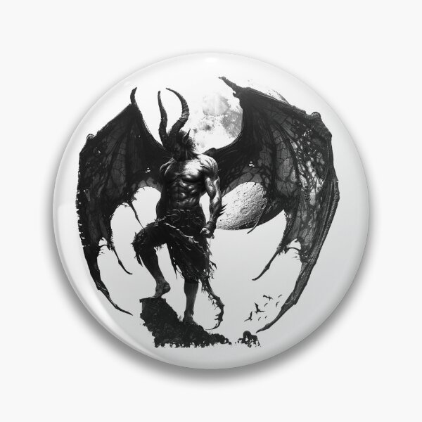 Item preview, Dark Demon with Wings Under Full Moon – Gothic Fantasy Art designed and sold by inkoutninja.