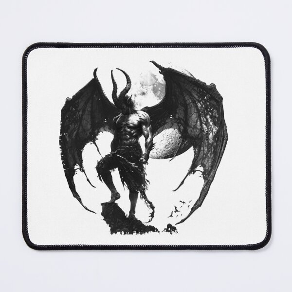 Item preview, Dark Demon with Wings Under Full Moon – Gothic Fantasy Art designed and sold by inkoutninja.