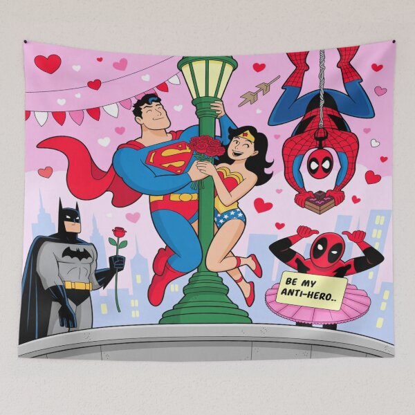 Item preview, Superhero Valentine's Romance | DC Marvel Crossover Fan Art designed and sold by Midnight Veil Designs.