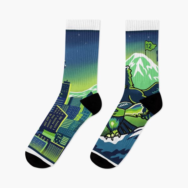 Item preview, Seattle SeaHawk Spirit – Pacific Northwest Skyline Pop Art  designed and sold by snagydoodleart.