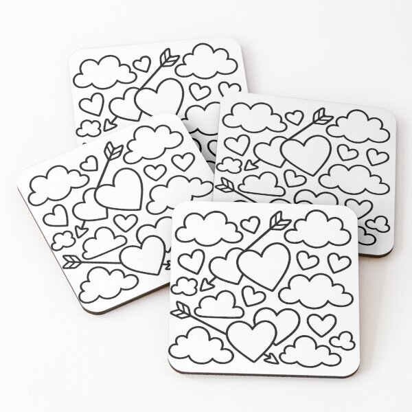 Item preview, Hearts and clouds with Cupid's arrows (black and white ver) designed and sold by Moonshroomarts.