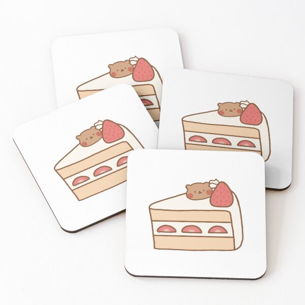 Item preview, Bear Strawberry White Cream Cake designed and sold by YanxiArts.