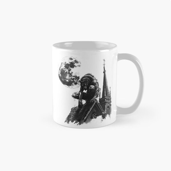 Item preview, Gothic Werewolf on Church Roof – Full Moon Horror Art designed and sold by inkoutninja.