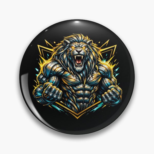 Item preview, Neon Roaring Lion – Cyber Fantasy Illustration designed and sold by wanado.