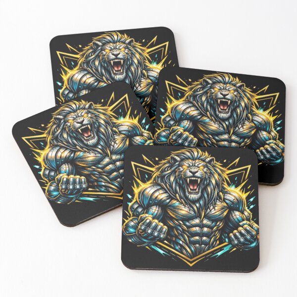 Item preview, Neon Roaring Lion – Cyber Fantasy Illustration designed and sold by wanado.