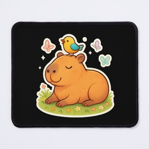Item preview, Capybara and Bird Illustration Sticker designed and sold by FestivityFinds.