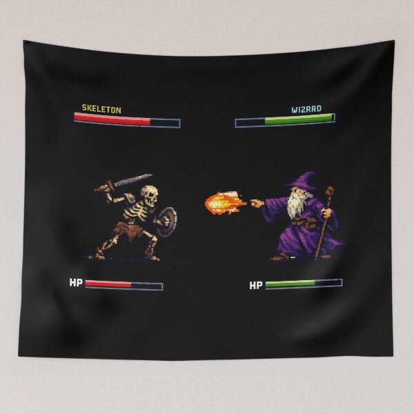 Item preview, Skeleton vs Wizard Retro Indie Fight Scene designed and sold by optimusprime39.
