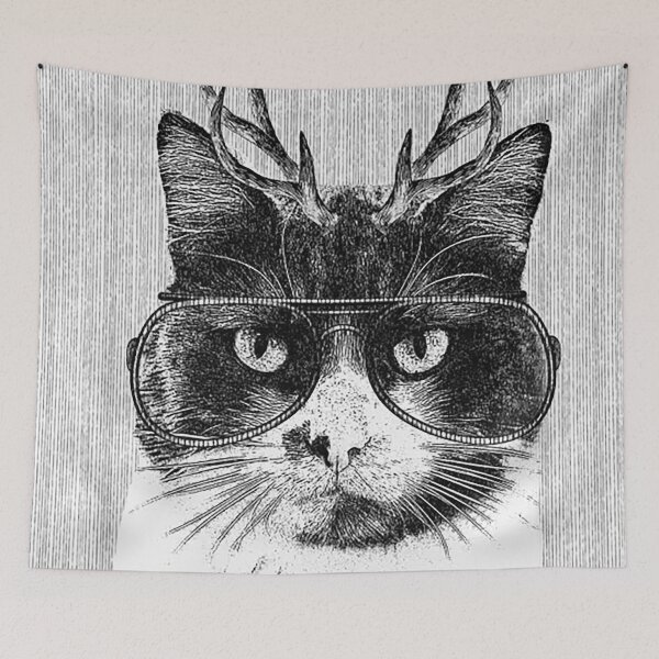Item preview, Funny Hipster Cat with Beanie and Glasses designed and sold by michelefole.