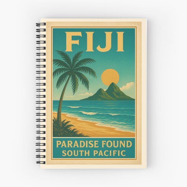 Item preview, Fiji Paradise Found: póster de viaje vintage de mediados de siglo, arte mural retro de islas del Pacífico Sur, para diarios, pegatinas y camisetas. designed and sold by Eclipse 3699.