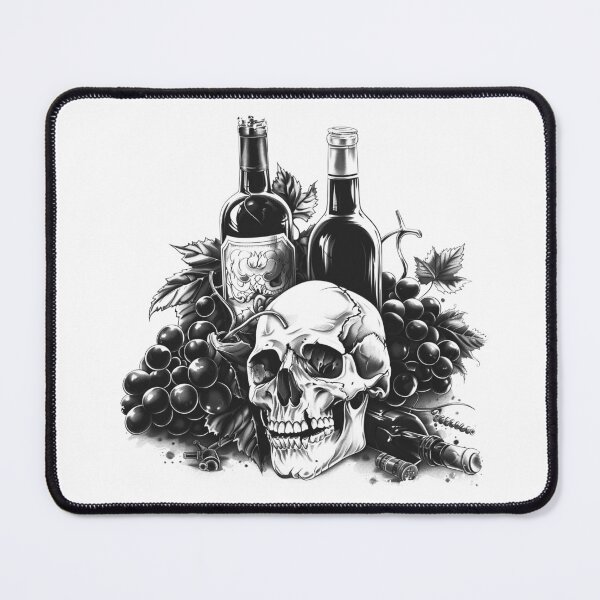 Item preview, Gothic Wine and Skull Still Life – Dark Vintage Art designed and sold by inkoutninja.