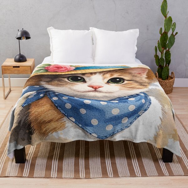 Artikelvorschau, Aquarellillustration einer Katze mit Hut entworfen und verkauft von rrenriddle.