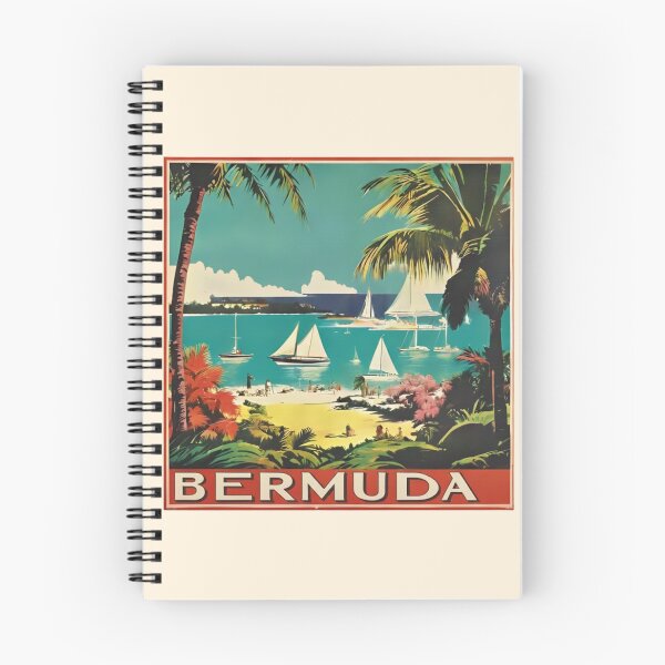 Aperçu de l'œuvre Affiche de voyage vintage des Bermudes | Plage tropicale et voiliers - Impression d'art mural style milieu du XXe siècle créée et vendue par Eclipse 3699.
