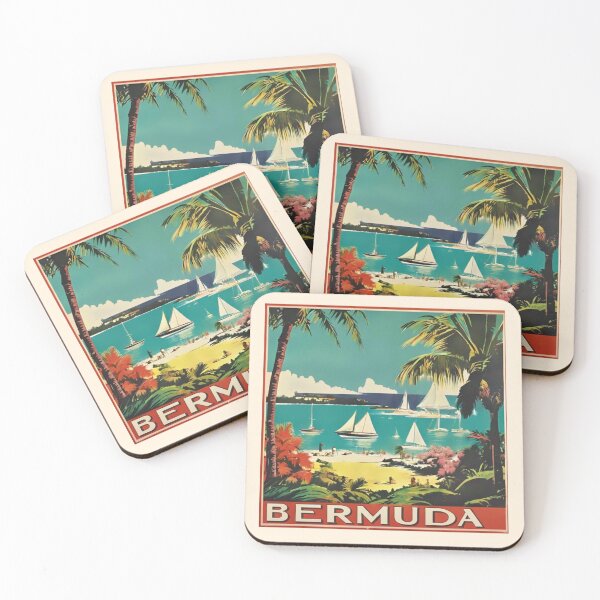 Item preview, Bermuda Vintage Travel Poster | Tropical Beach & Sailboats Mid-Century Wall Art Print designed and sold by Eclipse 3699.