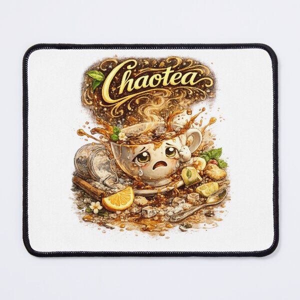 Item preview, Chaotea — Funny Tea Pun Art | Cute Messy Tea Spill Illustration | Chaos Tea Humor Aesthetic Print designed and sold by StrayaDesign.