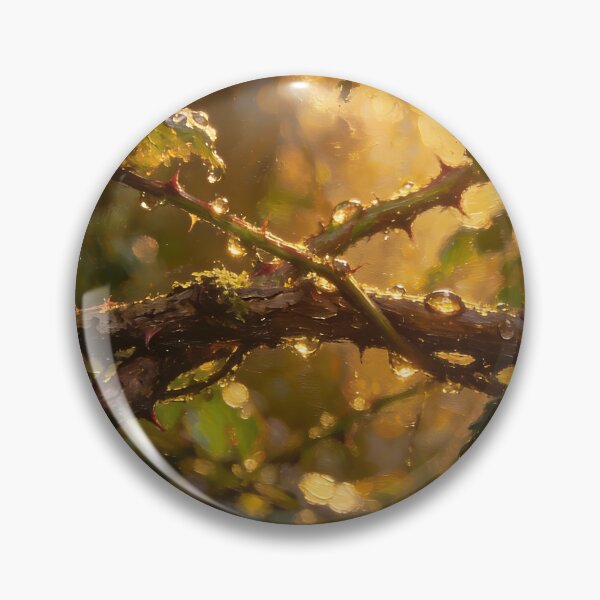 Item preview, Botanical Illustration of Thorny Branches After Rain in Golden Light designed and sold by cr6zym1nd.
