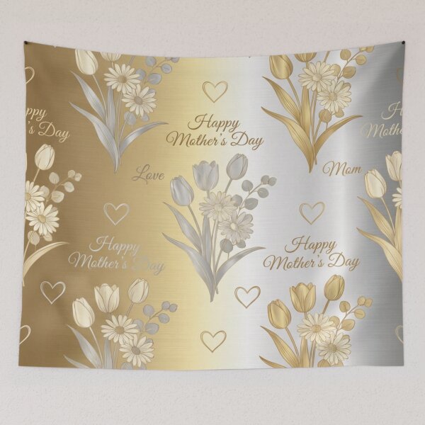 Item preview, Golden Mother’s Day Tulip and Daisy Bouquet Pattern designed and sold by DGtaLrtcom.