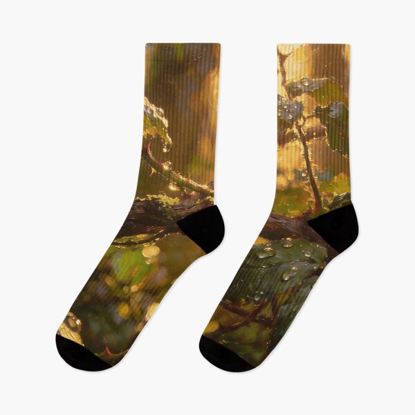 Item preview, Botanical Illustration of Thorny Branches After Rain in Golden Light designed and sold by cr6zym1nd.
