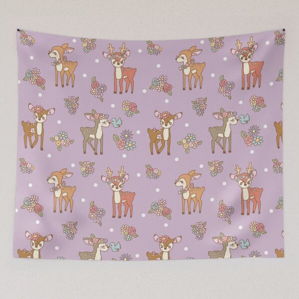 Item preview, Floral Deers in the forest (Pink) designed and sold by HarunaMcDesigns.