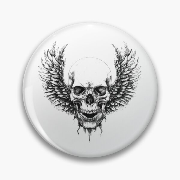 Item preview, Winged Skull Drawing – Gothic Dark Fantasy Art designed and sold by inkoutninja.