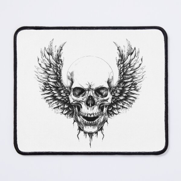 Item preview, Winged Skull Drawing – Gothic Dark Fantasy Art designed and sold by inkoutninja.