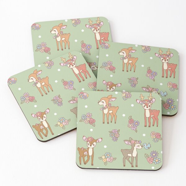 Item preview, Floral Deers in the forest (Green) designed and sold by HarunaMcDesigns.
