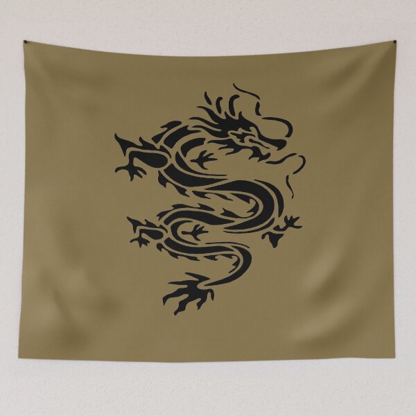 Item preview, Dragon Stencil Style Cut Out Illustration In Monotone Black designed and sold by taiche.