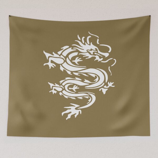 Item preview, Dragon Stencil Style Cut Out Illustration In Monotone White designed and sold by taiche.