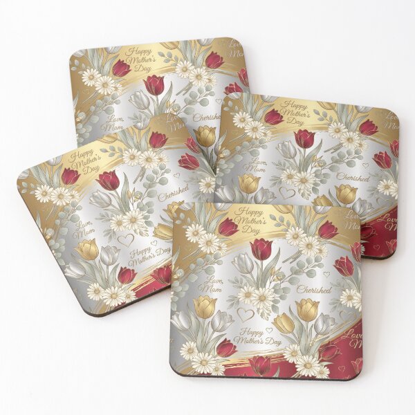 Item preview, Luxe Red Gold Silver Mother’s Day Floral Mosaic designed and sold by DGtaLrtcom.